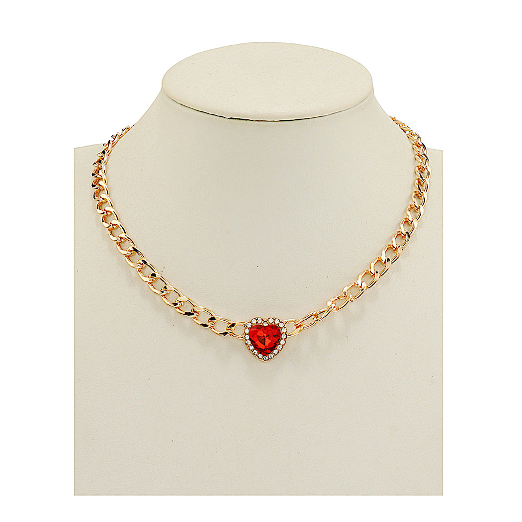 JAN46931 - Heart Crystal Chain Necklace