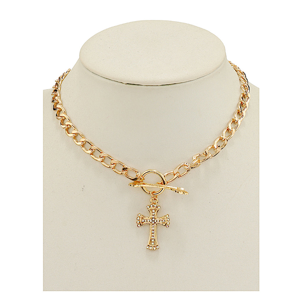 JAN46934 - Vintage Cross Chain Link Necklace