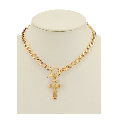 JAN46937 - Cross Chain Link Necklace