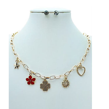 Clover & Flower Charm Necklace