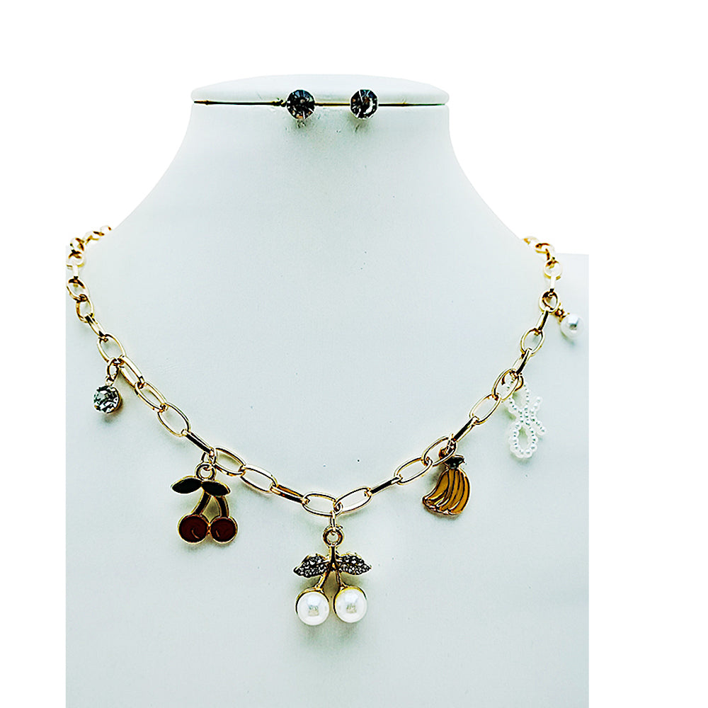 Pearl Cherry Charm Necklace