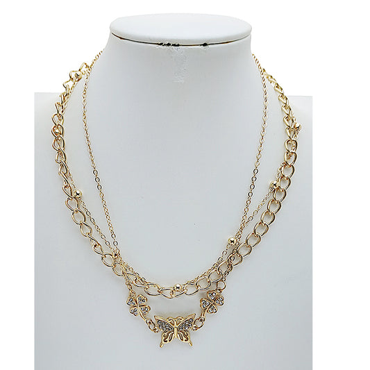 Butterfly Clover Charm Necklace