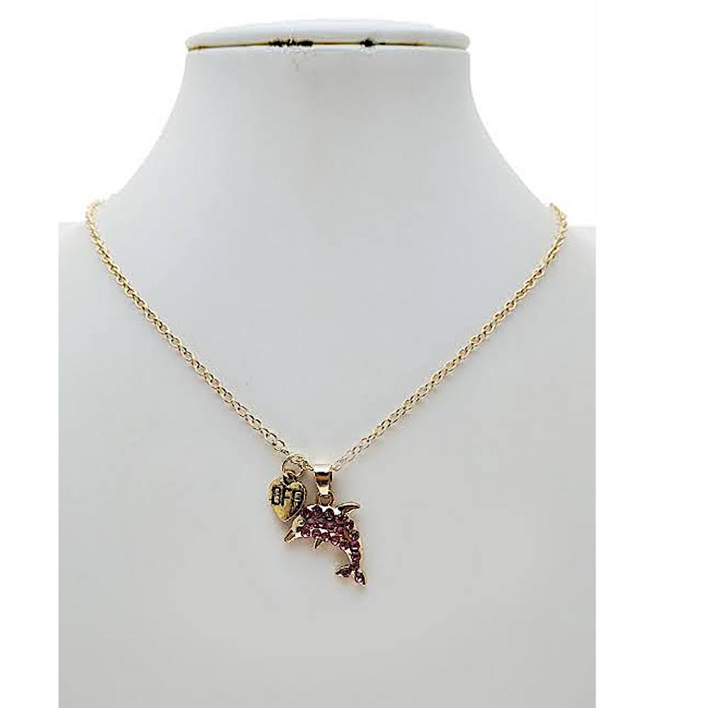 Rhinestone Dolphin BFF Necklace Set