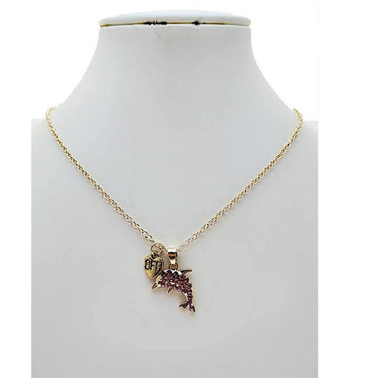 Rhinestone Dolphin BFF Necklace Set