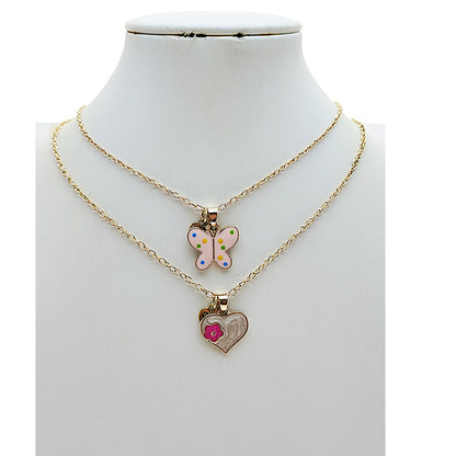 Butterfly & Heart BFF Necklace Set