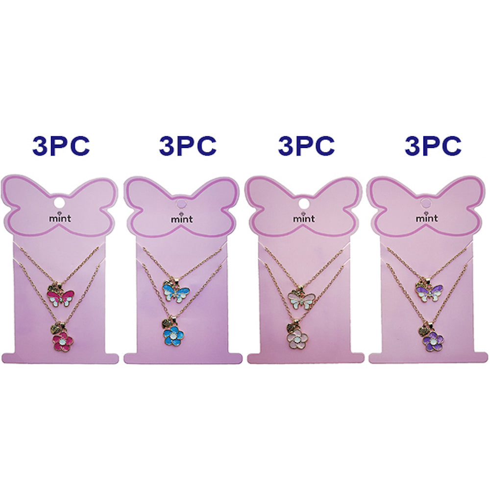 Butterfly & Flower BFF Necklace Set