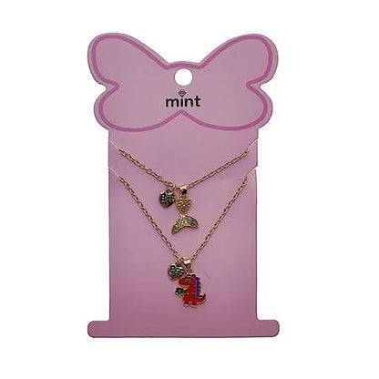 Mermaid Tail & Dragon BFF Necklace Set