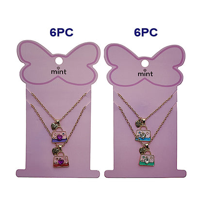 Heart Crystal Mini Purse BFF Necklace Set