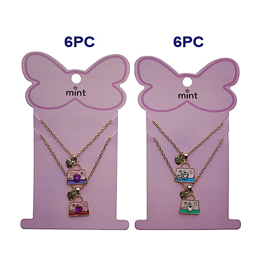 Heart Crystal Mini Purse BFF Necklace Set