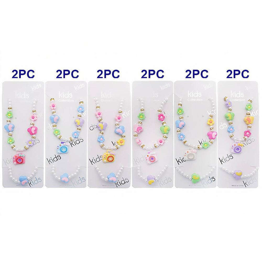 Kids Camera Pearl Necklace & Bracelet Set