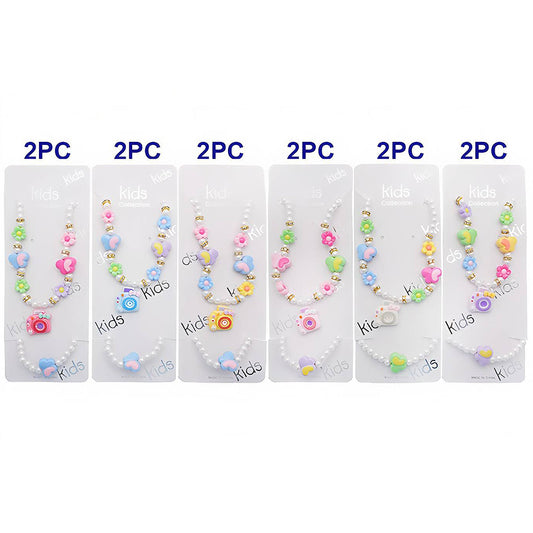 Kids Camera Pearl Necklace & Bracelet Set