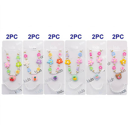 Fruit Cookie Charm Pearl Necklace & Bracelet Set