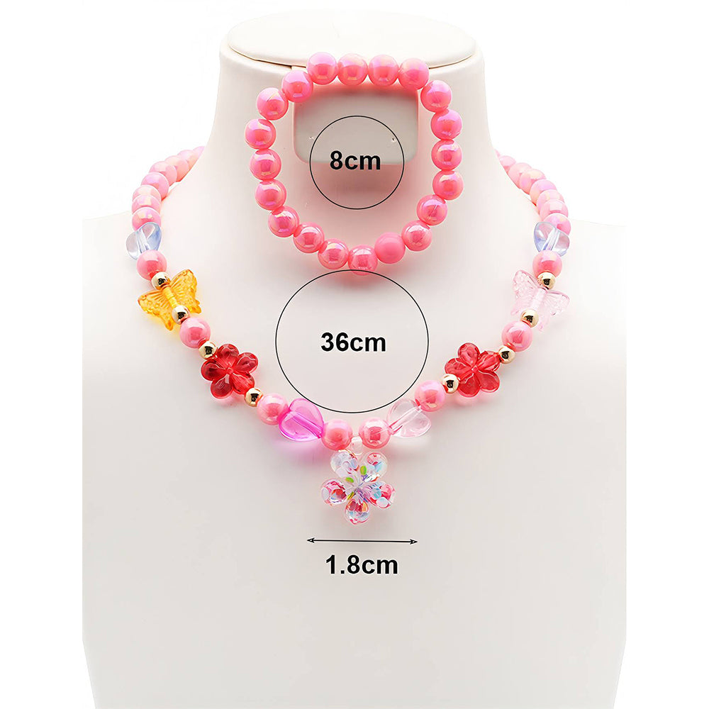 Flower Charm Necklace & Bracelet Set