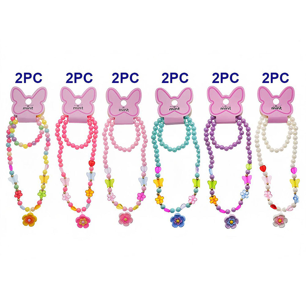 Flower Charm Necklace & Bracelet Set