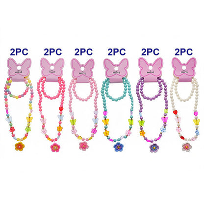 Flower Charm Necklace & Bracelet Set