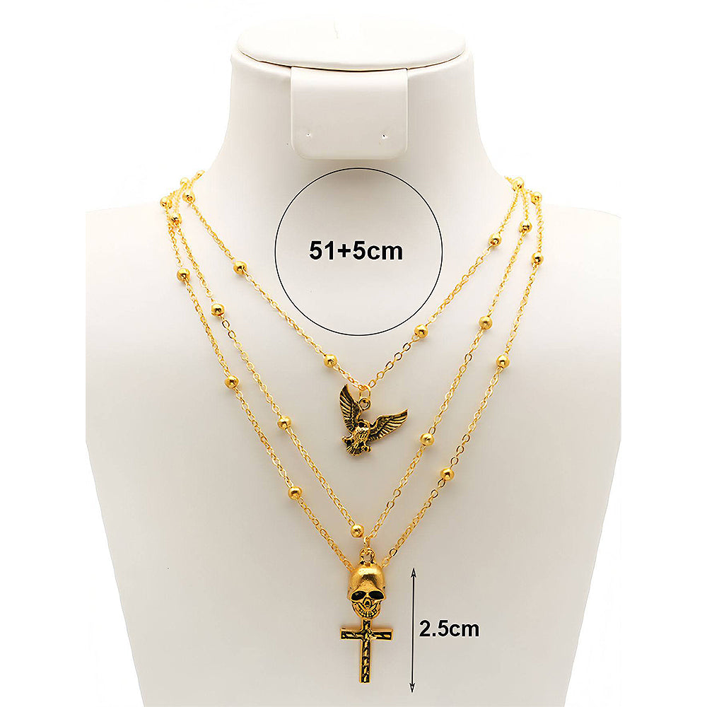Eagle & Skull Cross Layered Necklace