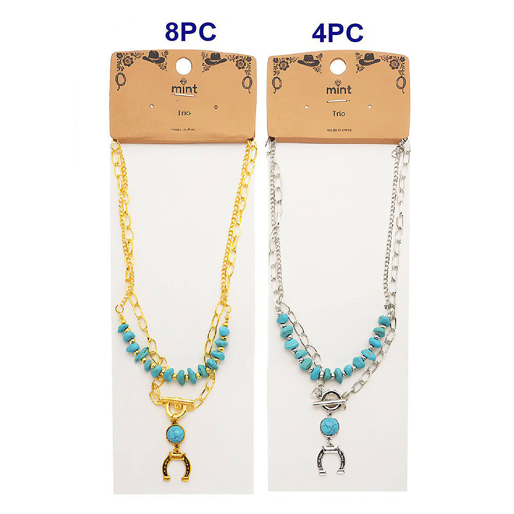 Western Horseshoe Turquoise Bead Toggle Necklace