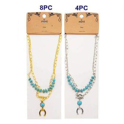 Western Horseshoe Turquoise Bead Toggle Necklace