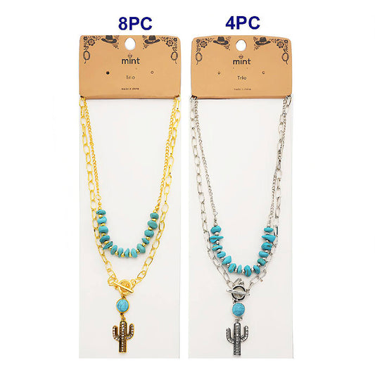 Western Cactus Turquoise Bead Toggle Necklace