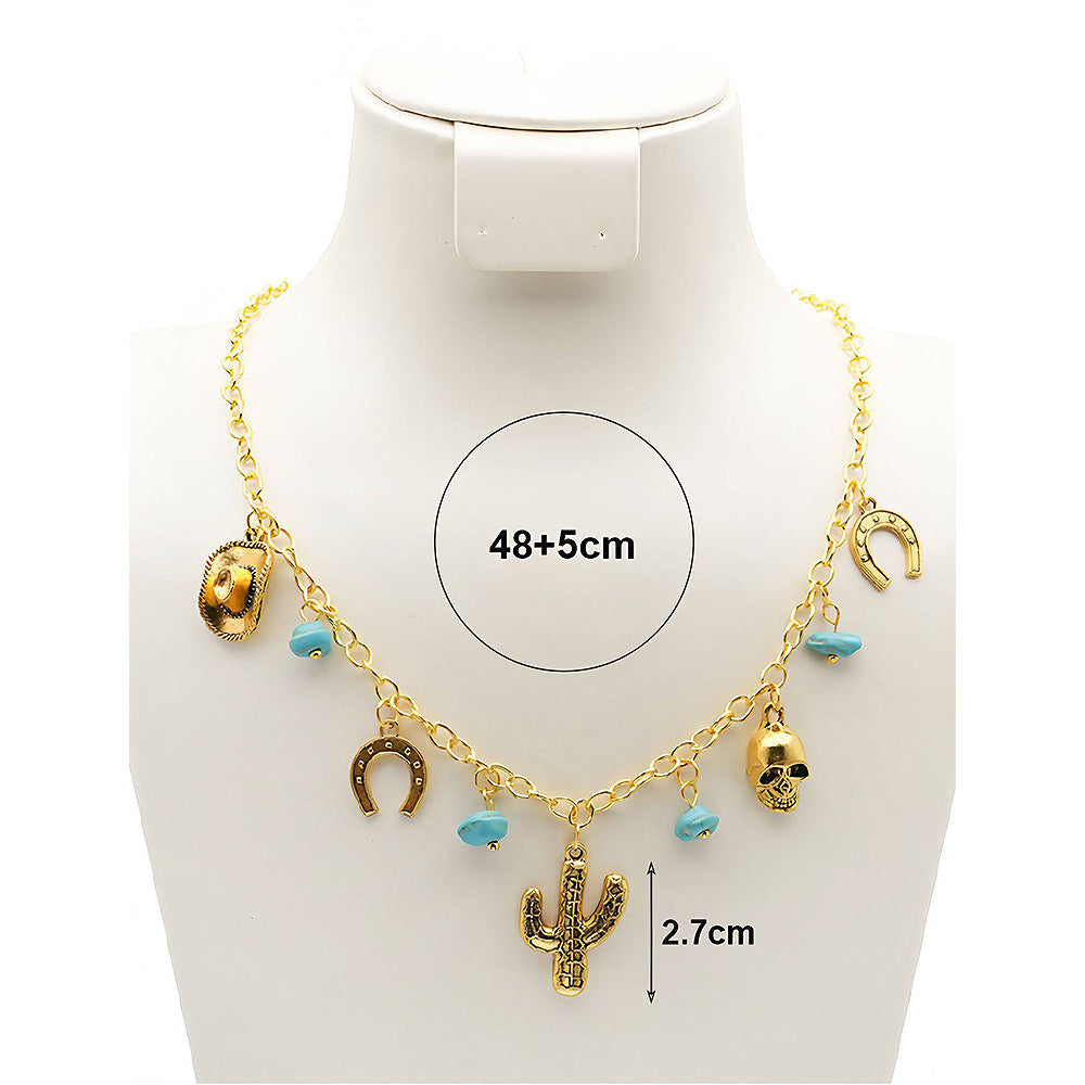 Western Charms Turquoise Bead Necklace