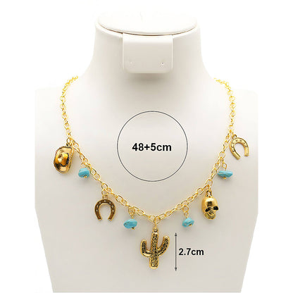 Western Charms Turquoise Bead Necklace
