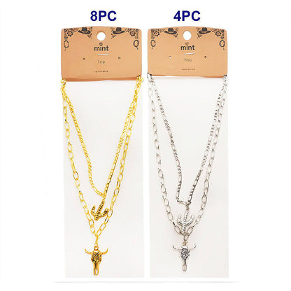 Western Cactus & Cow Skull Layered Necklace