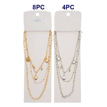 Heart Charm Layered Chain Necklace