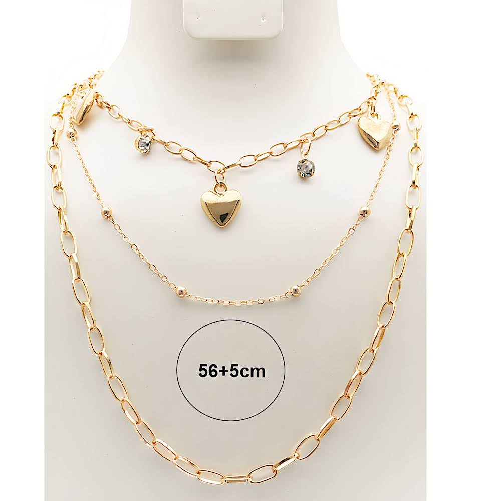 Heart Charm Layered Chain Necklace