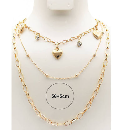 Heart Charm Layered Chain Necklace
