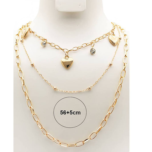 Heart Charm Layered Chain Necklace