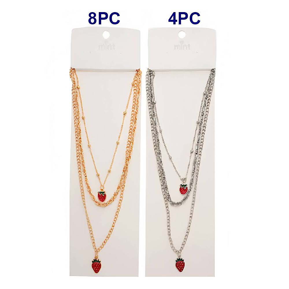 Strawberry Charm Layered Chain Necklace