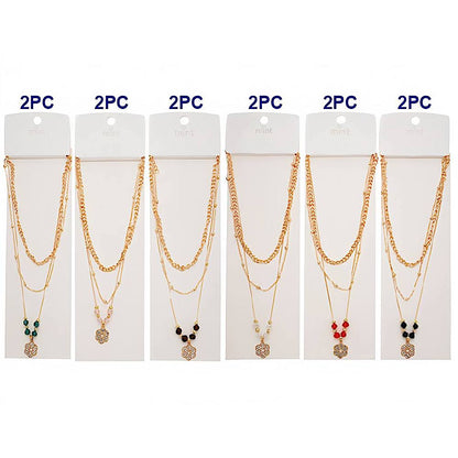 Flower Charm Layered Chain Necklace