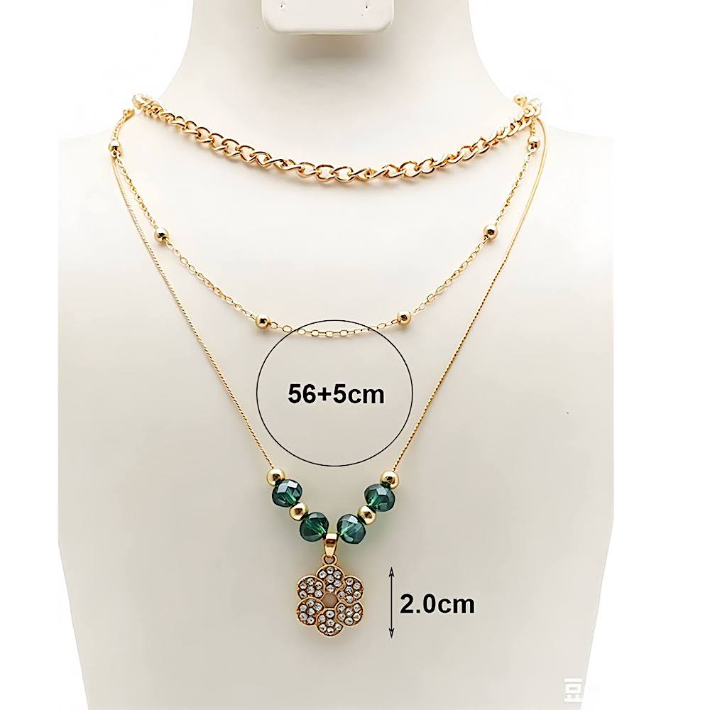 Flower Charm Layered Chain Necklace