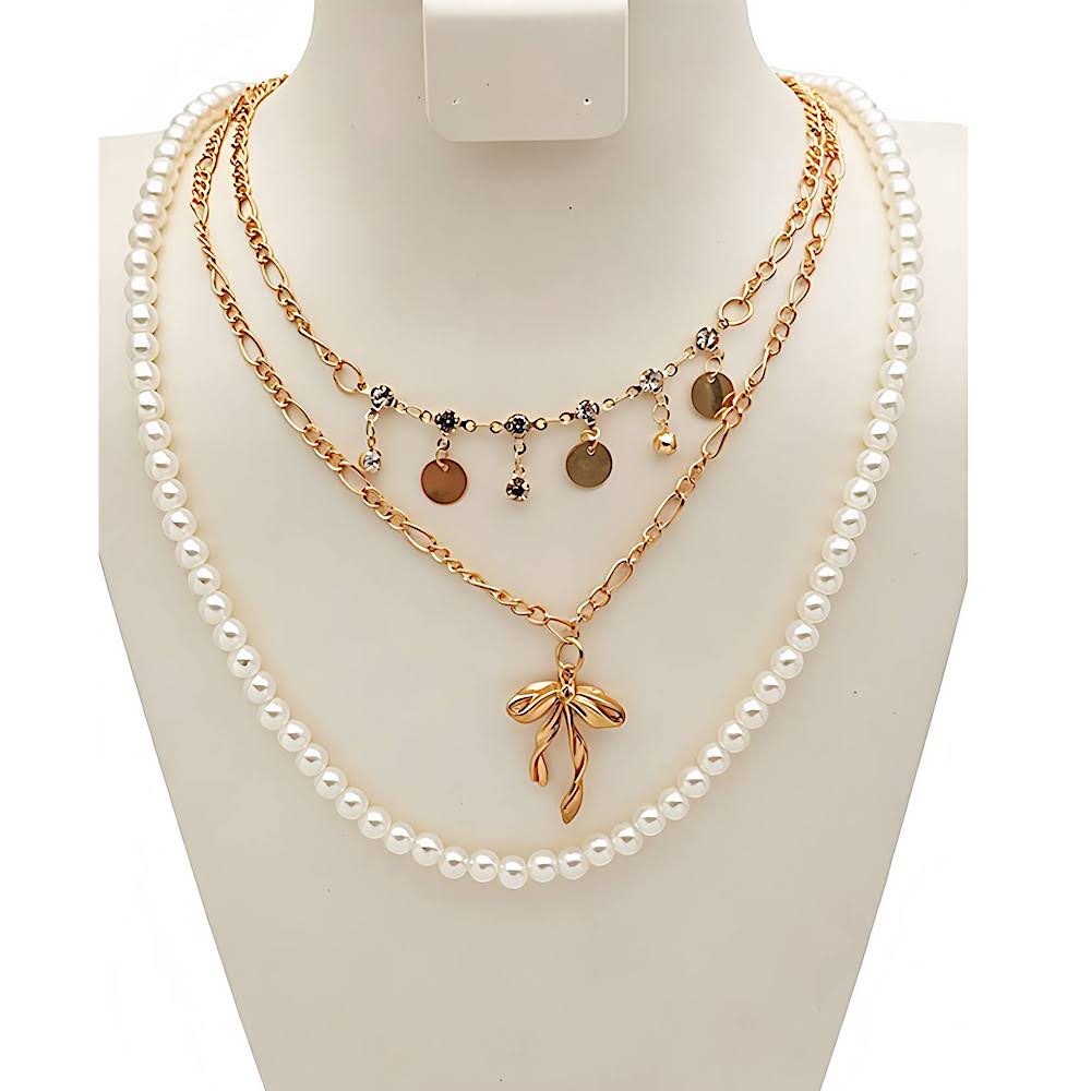Bow Charm Layered Necklace