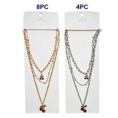 Cherry Charm Layered Chain Necklace
