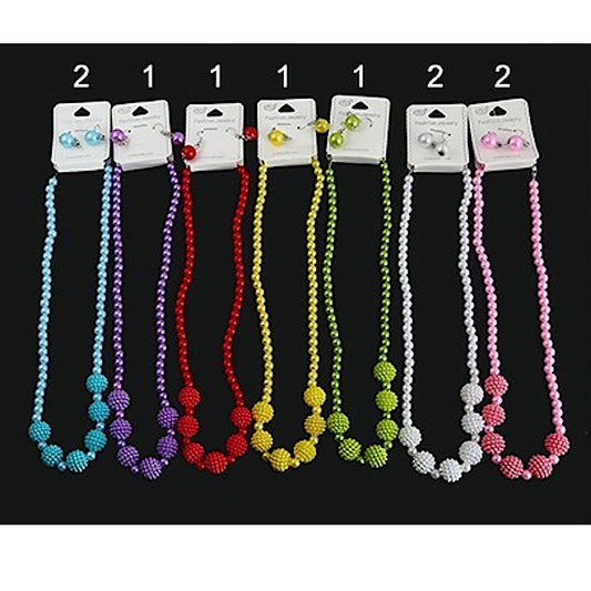 JAN28411-2 - Color Glass Pearl Necklace Set