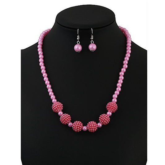 JAN28411-2 - Color Glass Pearl Necklace Set