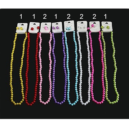 JAN28412-2 - Color Glass Pearl Necklace Set