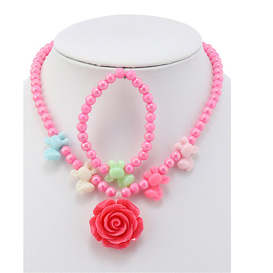 JAN43253 - Rose Necklace & Bracelet Set