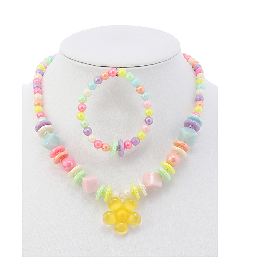 JAN43256 - Flower Necklace & Bracelet Set