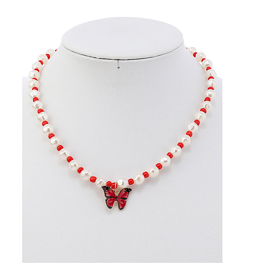 JAN43356 - Beaded Butterfly Necklace