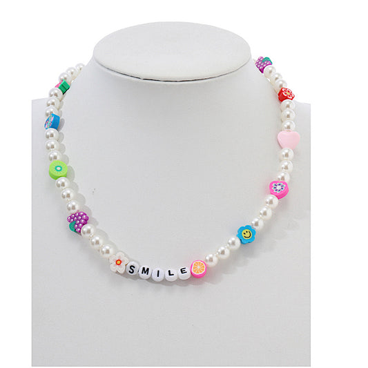 JAN43371 - Beaded Word Pearl Fruit Necklace