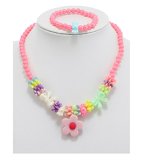 JAN43421 - Flower Necklace & Bracelet Set