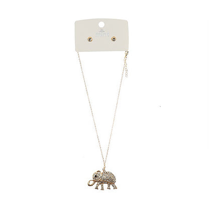 JAN43765 - Large Rhinestone Elephant Pendant Necklace