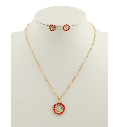 JAN44639 - Rhinestone Sun Pendant Necklace Set