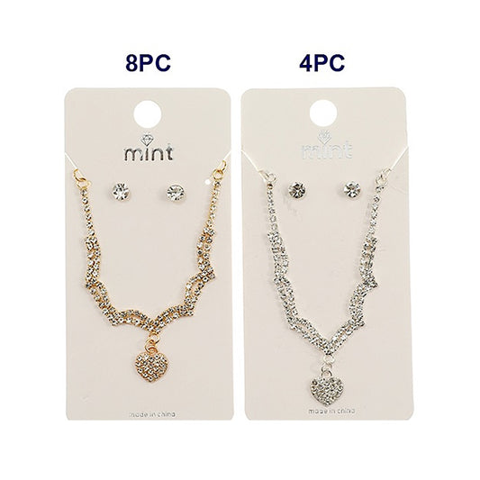 JAN44956 - Rhinestone Heart Necklace Set