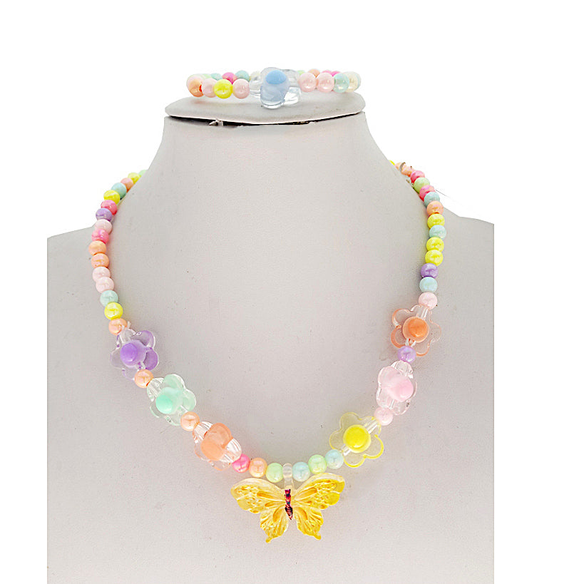 Kids Butterfly Necklace & Bracelet Set