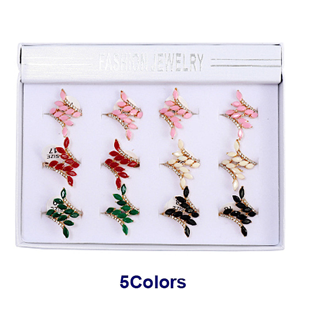 Rhinestone Leaf Design Ring