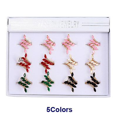 Rhinestone Leaf Design Ring