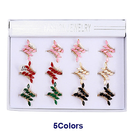 Rhinestone Leaf Design Ring